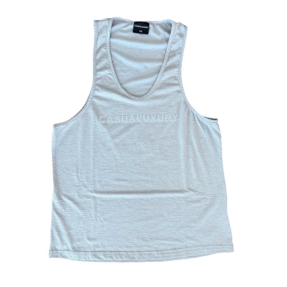 Casualuxury Beige Minimalist Tank Top XS Soft Stretch Basic Neutral